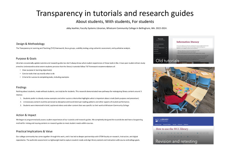 Transparency in tutorials and research guides: About students, With students, For students