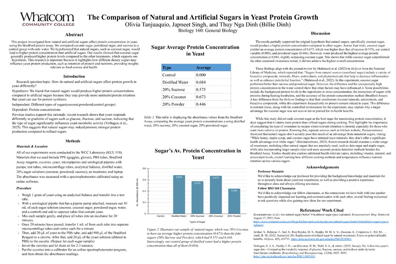 The Comparison of Natural and Artificial Sugars in Yeast Protein Growth