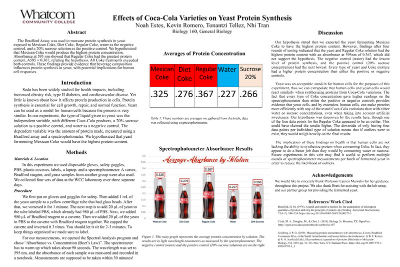 Effects of Coca-Cola Varieties on Yeast Protein Synthesis