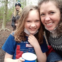 Gus and mama at salmon release (not a rock)